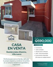 Casa en Venta en Colonia Altamira Villa Nueva, Guatemala
