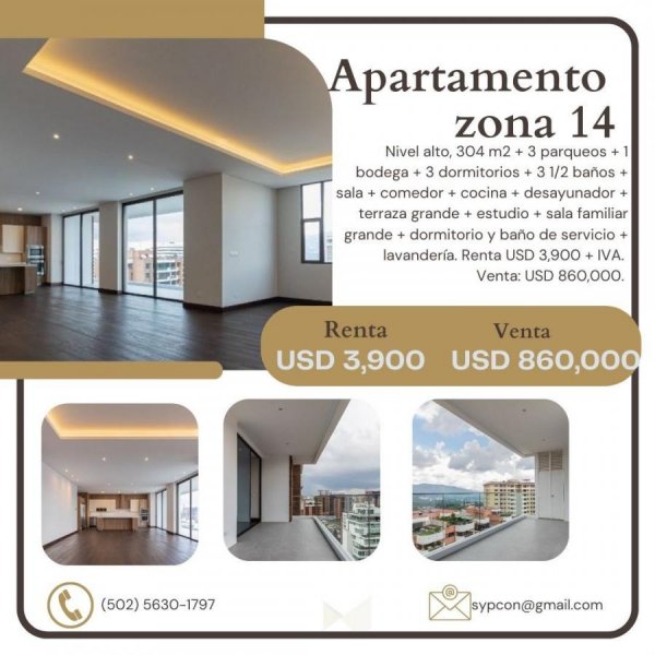 Apartamento en Renta en zona 14 Guatemala City, Guatemala, Guatemala