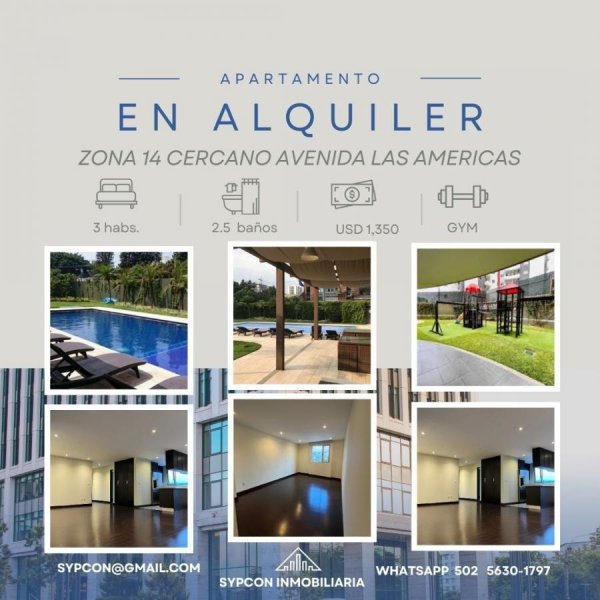 Apartamento en Renta en zona 14 Guatemala, Guatemala