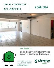 Loca Comercial en Renta sobre Boulevard Vista Hermosa Zona15 Guatemala