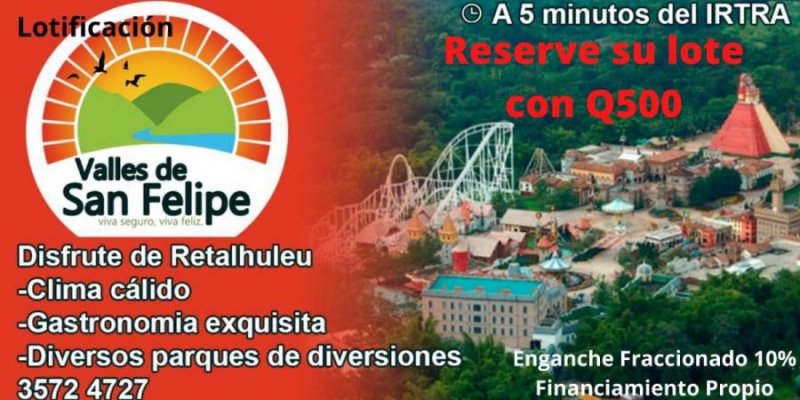 Terreno en Venta en  San Felipe, Retalhuleu