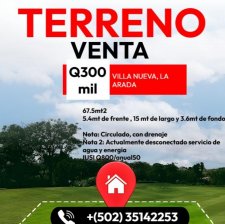 Terreno en Venta en arana Villa Nueva, Guatemala